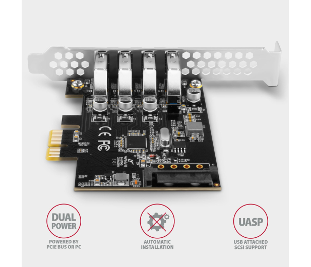 AXAGON PCEU-43RS PCIE KONTROLER 4X SUPERSPEED USB - 1211973 - zdjęcie 4